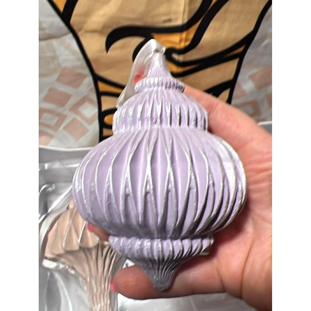 Bella Lux Set of 3 Ornaments – Lavender & Champagne Geometric Holiday Decor (NIB